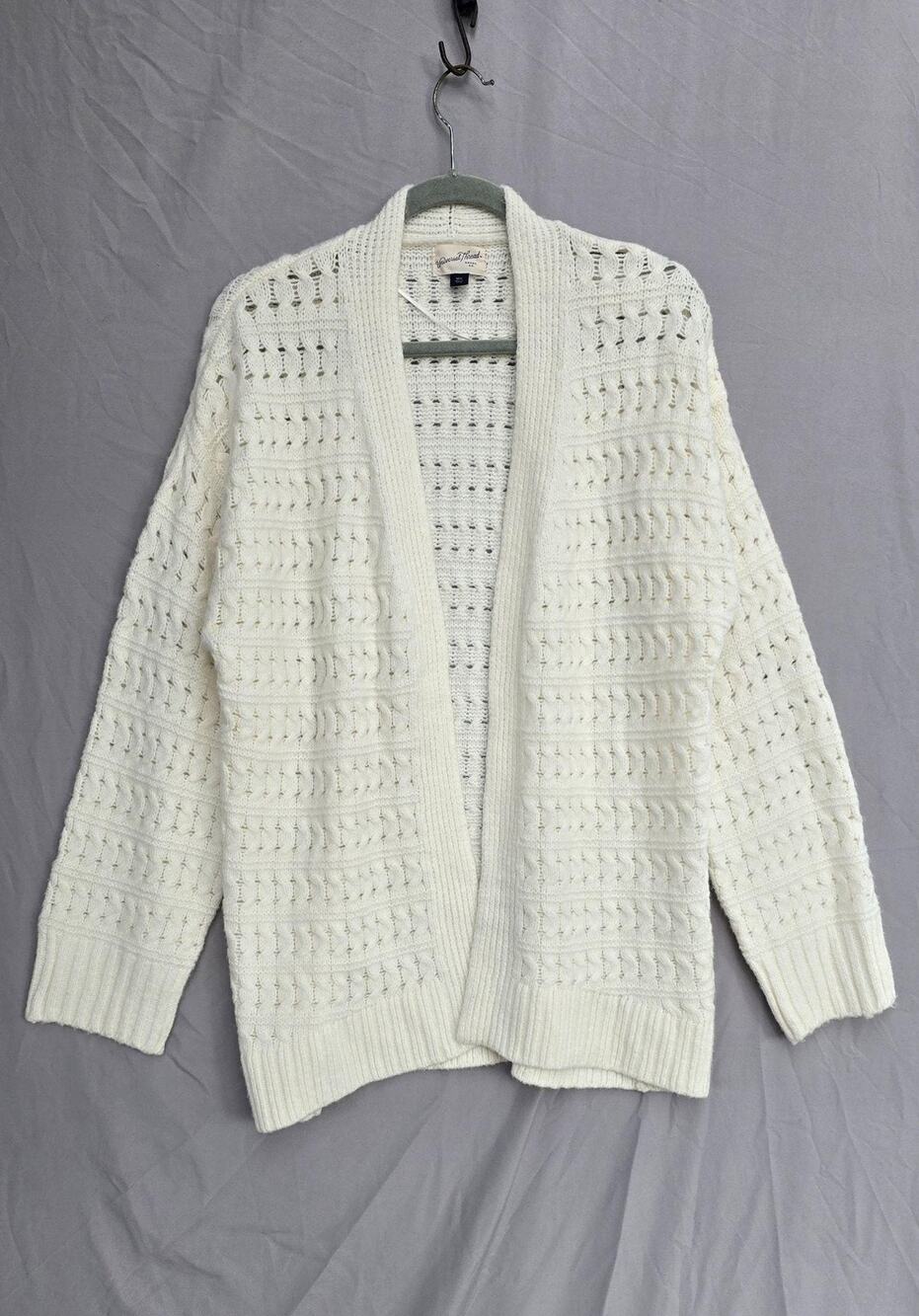 Universal Thread Cardigan Sweater Womens M/L White Open Knit V Neck Long Sleeve
